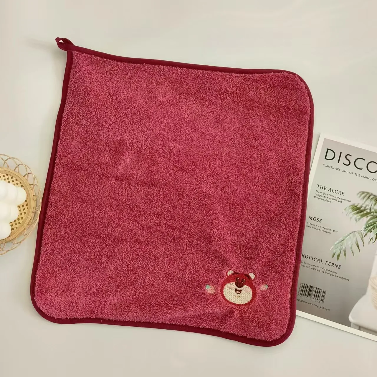 Miniso toalha quadrada bordada dos desenhos animados coral veludo toalha infantil absorver água macia de secagem rápida toalha de mão para limpar o rosto