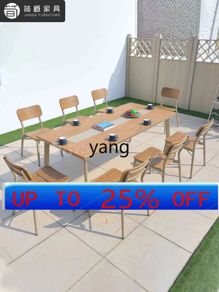 

LMMOutdoor Anti-Corrosion Wood Table and Chairs Courtyard Balcony Leisure Dining Table Outdoor Backrest Chair