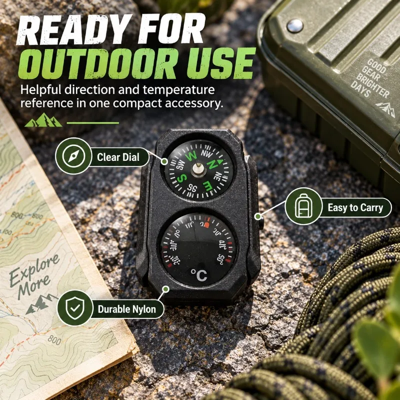 20mm Rail Compatible Nylon Compass Thermometer Accessory Dual‑Function Hobby Ornament for Model Build