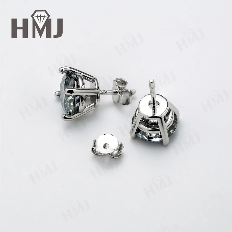 Einzigartige Salz- und Pfeffer-Diamant-Ohrringe aus 925er Sterlingsilber, grau, runder Schliff, Jubiläumsgeschenk, edler Schmuck für Damen – Detail 4