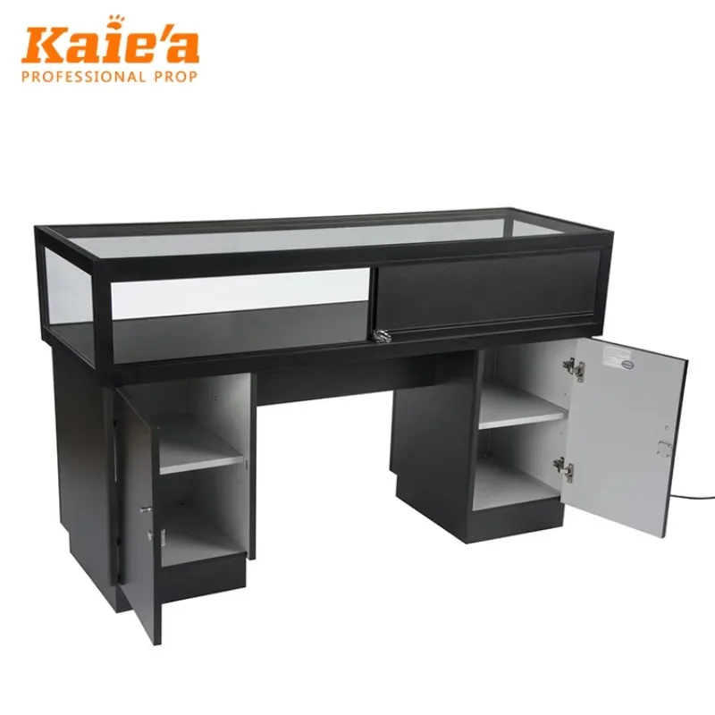 Metal Jewelry Showcase Display Case for Jewelry Lockable Retail Jewelry Shop Glass Display Cabinet