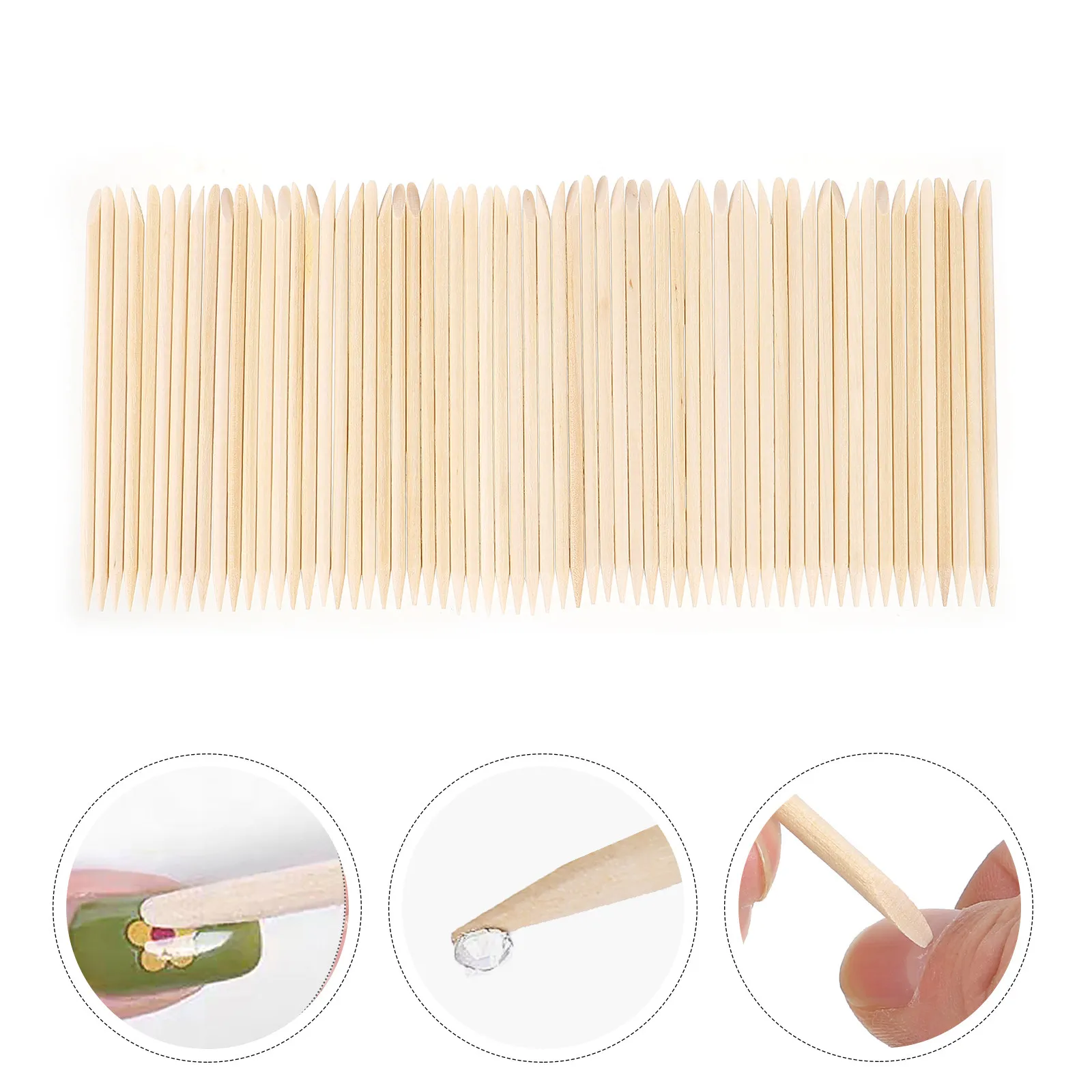 200pcs Orange Wood Cuticle Sticks Dual Tip Manicure Tool For Nail Art Gel Polish Removal Push Back Dead Skin Wooden Nail Care view 2
