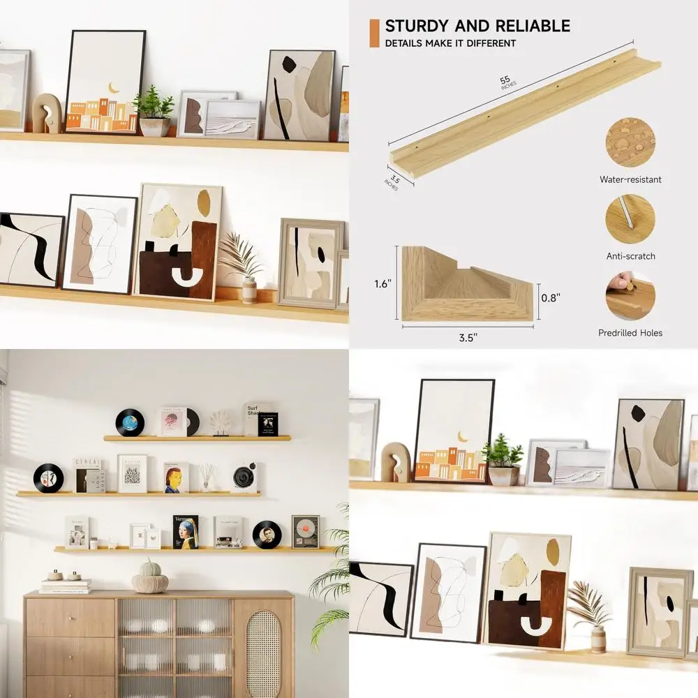 

Set of 2, 55 Oak Floating Wall Shelves, Nursery Toy Storage, Kids Bookshelf, Living Room/Bedroom Decor