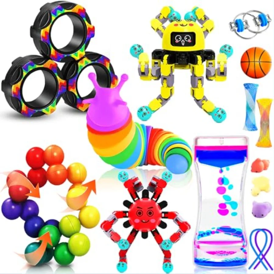 

15Pack Fidget Toys Bulk for Adult Age 5-7, 8-12, Sensory Autism Travel Must Have ADHD Autistic Figette Classroom Treasure Prize