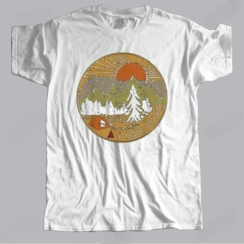 I Hate People T-Shirt Love Camping T-Shirt Funny Hiking Vintage T-Shirt Digital Print Women's Comfortable Summer T-Shirt Tops