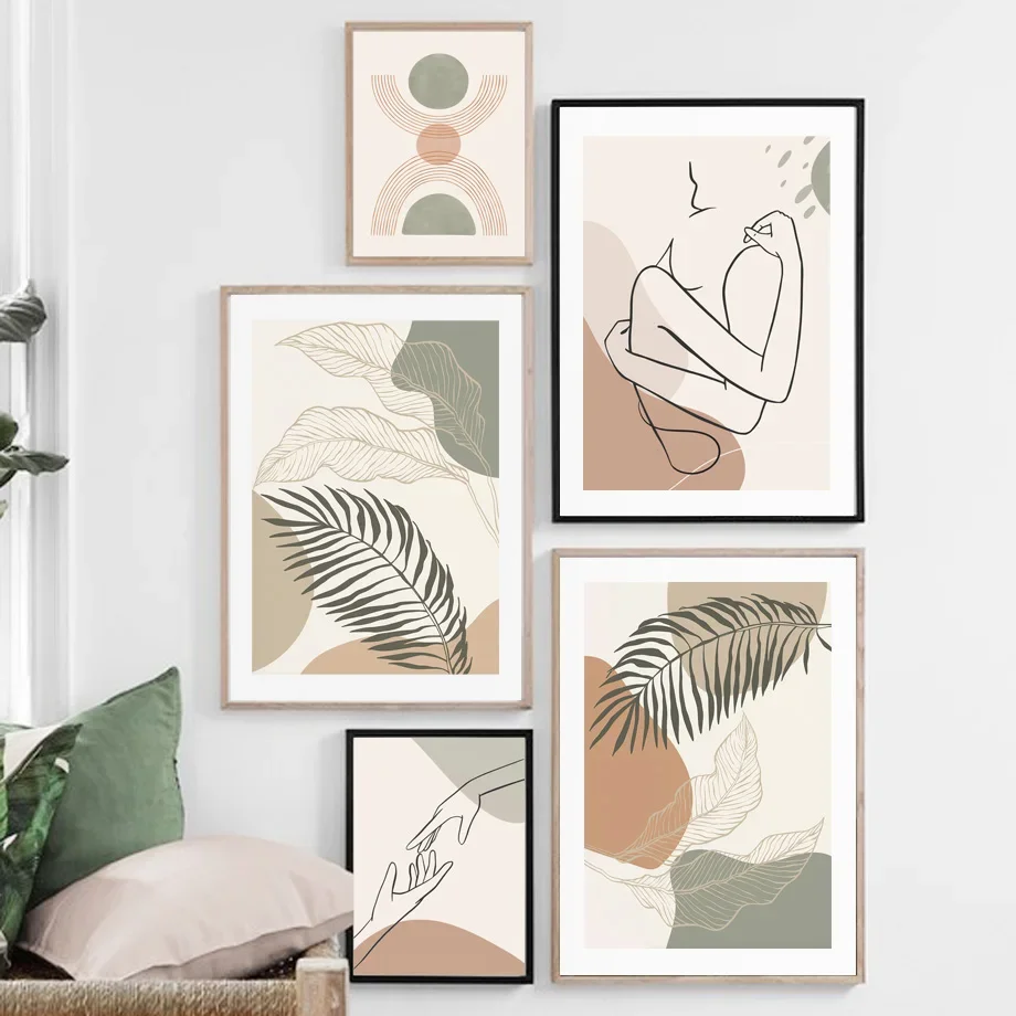 بوهو مجردة نباتات النخيل ملصقات حب أوراق الشجر ، فن الطبيعة الشمال ، ديكور المناظر الطبيعية ، طباعة قماش ، صور اللوحة ، غرفة المعيشة #3