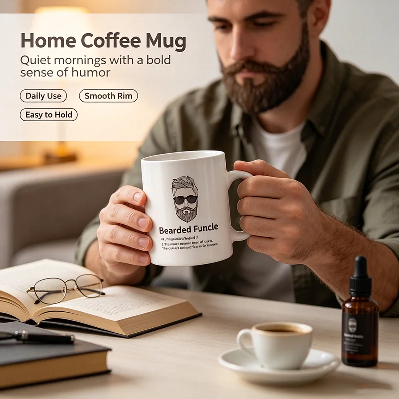 Funny Bearded Funcle Ceramic Coffee Mug Hipster Beard Man Definition Print Tea Cup Novelty Family Gift For Uncle Water Cup