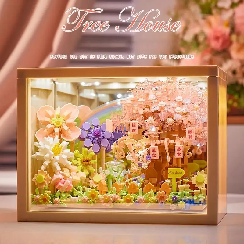 DIY لغز إطار الصورة شجرة زهر الكرز منزل بنة مجموعة الزهور الخالدة عالية القيمة هدية عيد الحب ل