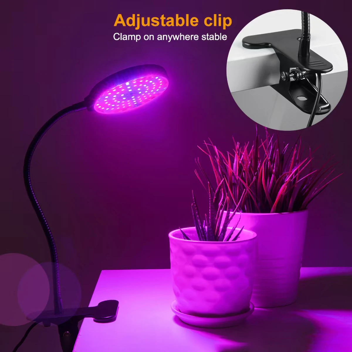 屋内植物成長ライト,USB,フルスペクトル,赤,青,調光可能,LED, 360 °,調整可能,グースネック,防水