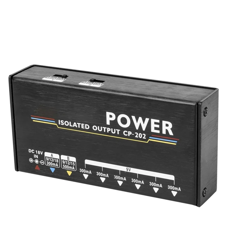 M09K CP-202 مصدر طاقة بدواسة تأثير الجيتار يتميز بـ 18 وات 8 منافذ إخراج 9 فولت/12 فولت/15 فولت/18 فولت مع محول ومستويات جهد 10 كابل #5