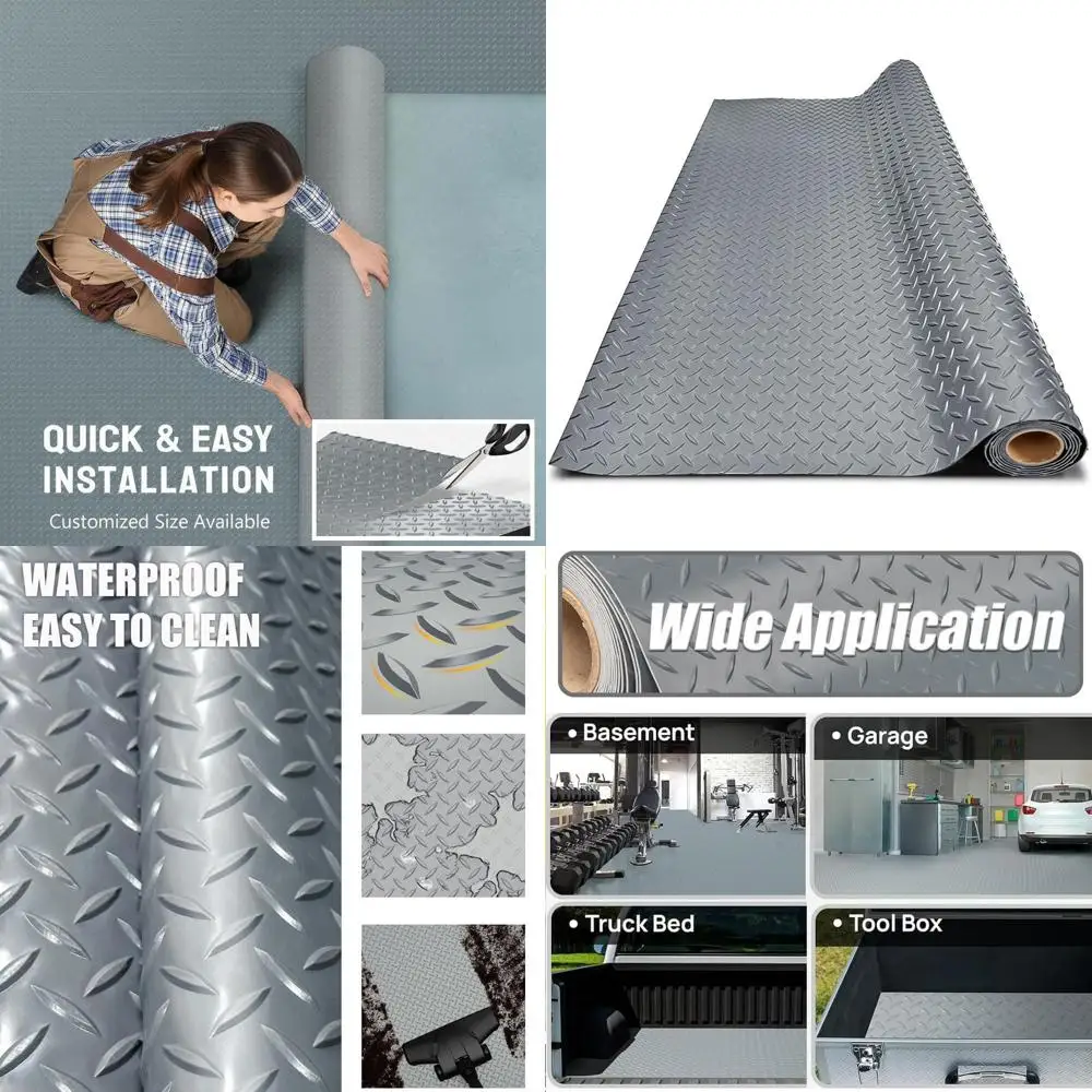 

Утолщенный ПВХ-коврик для пола гаража, сверхпрочный водонепроницаемый противоскользящий защитный коврик для автомобилей, прицепов, внедорожников, подвалов, спортзалов (серый) - 1 фут