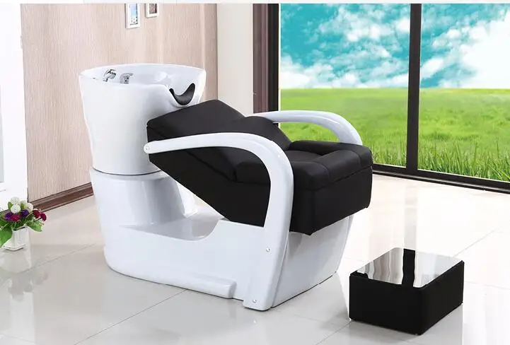 

Hair salon semi lying shampoo bed hair salon special simple barber shop FRP ceramic basin flushing bed