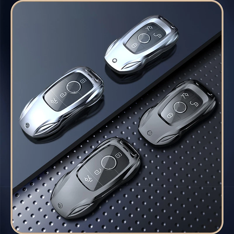 For Mercedes-Benz Premium Zinc Alloy Smart Key Fob Case with Key Strap A, C, E, S, CLA, CLS, GLA, GLB, GLC, GLE, GLS, G Gl