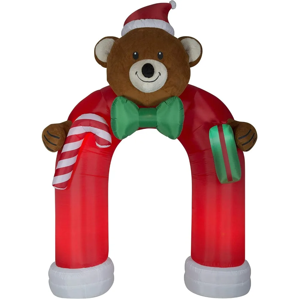 Christmas Inflatable Animated LED Fuzzy Plush Teddy Bear Archway