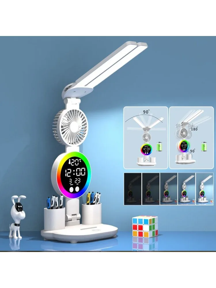 Led Tisch Lampe Wiederaufladbare Für Studie Schreibtisch Lampe Lesen Nachtlicht Mit Fan Uhr Display Zimmer Nacht Lesen Led Schreibtisch Lichter