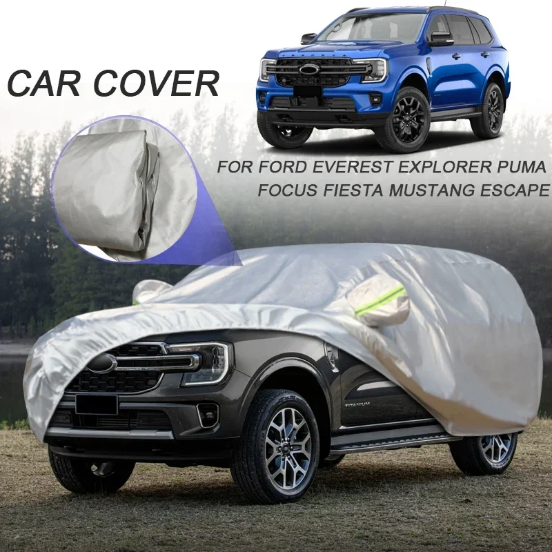 210T Polyester For FORD BRONCO ESCAPE KUGA EVEREST EXPLORER FIESTA MUSTANG MACH E PUMA TAURUS TERRITORY FOCUS HATCHBAC Car Cover