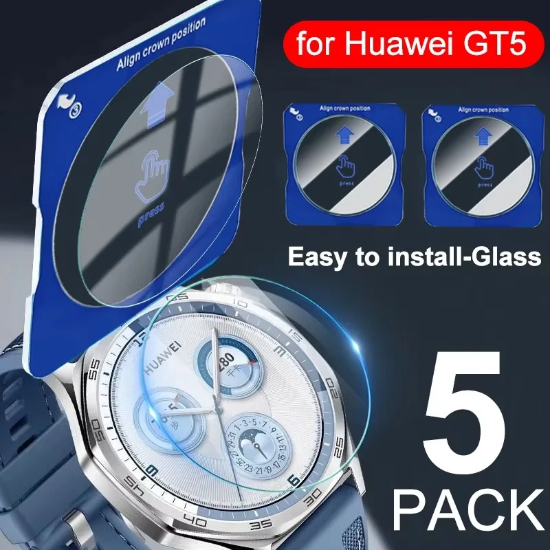 

1-5Pcs Tempered Glass For Huawei Watch GT 5 46MM 41MM One-Click Easy Install Tool Screen Protector For Huawei Watch GT5 Glass