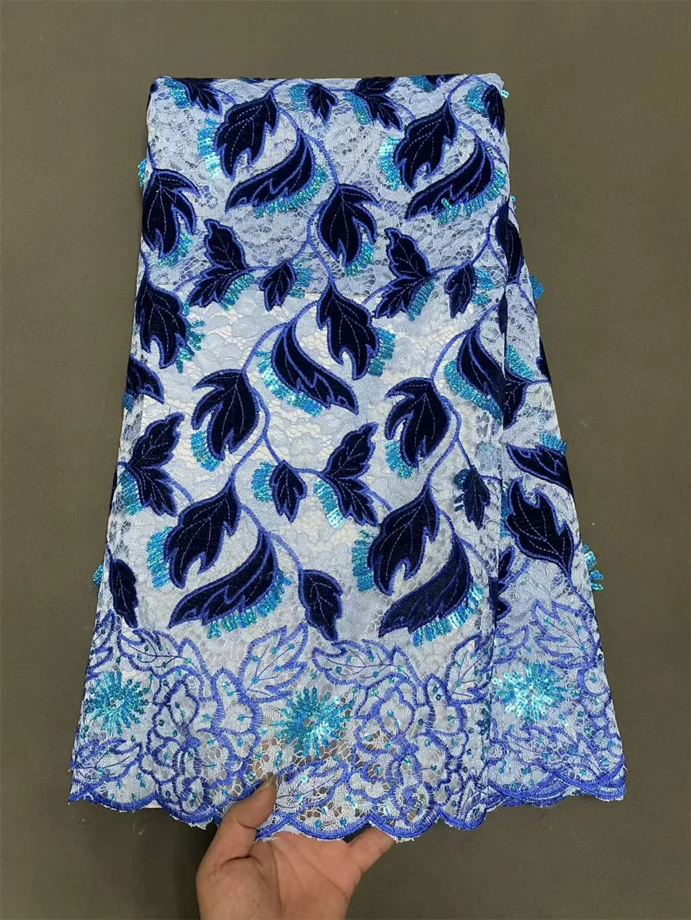 قماش دانتيل مخملي فاخر 5 ياردات جودة عالية 2025 قماش دانتيل أرجواني موضة ترتر قماش دانتيل أفريقي للنساء فستان Hm186-1