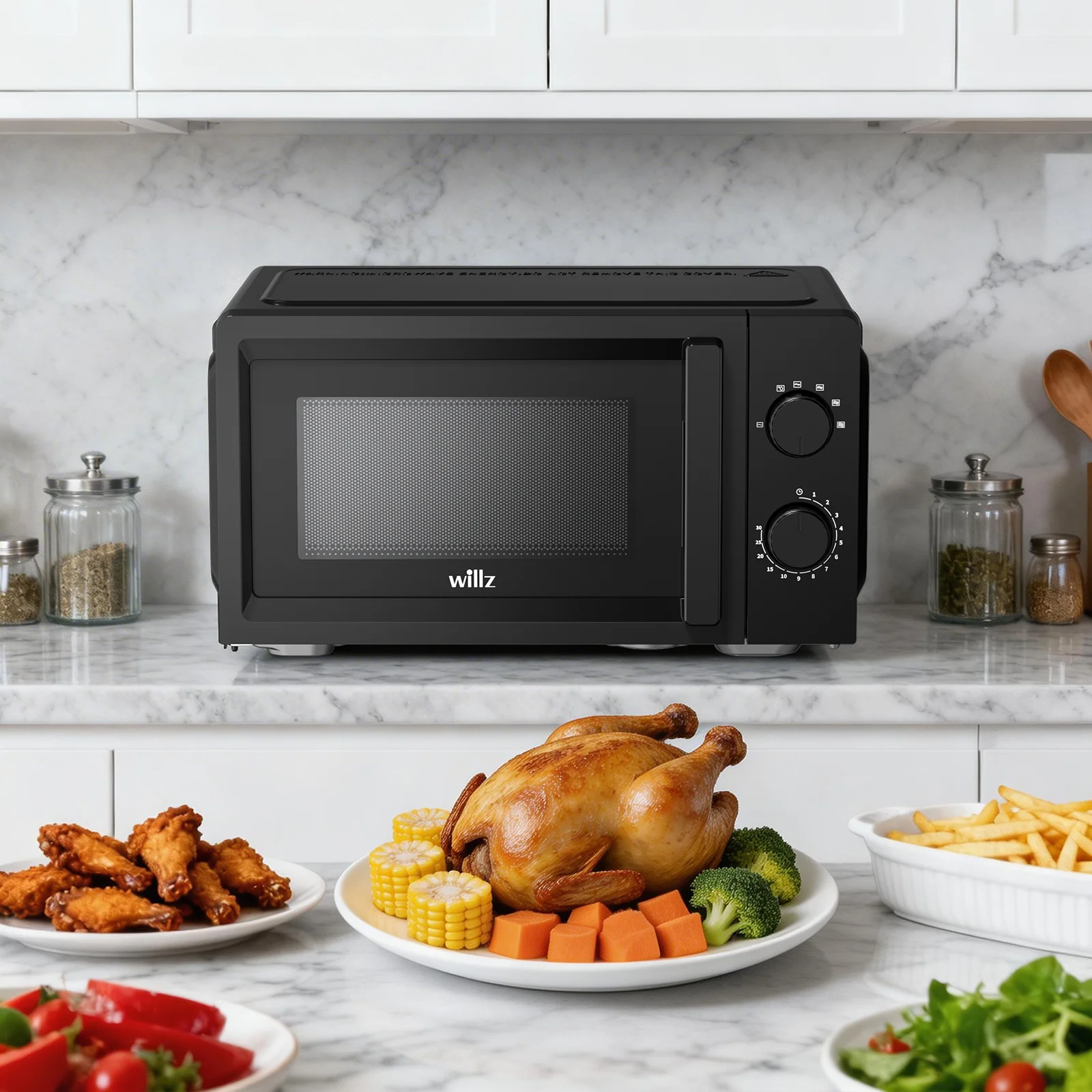 Horno Microondas Galanz de 20L, 700W, Puerta de Apertura Lateral, Blanco y Negro, Múltiples Ajustes de Potencia, Descongelación, Fácil de Limpiar para Cocina Doméstica