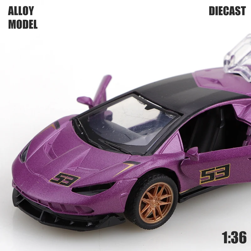 سيارة سباق SVJ من سبيكة 1.36 مع أكياس، سيارة لعبة سحب للخلف، لعبة أطفال رائعة، لعبة سحب للخلف من سبيكة السباق