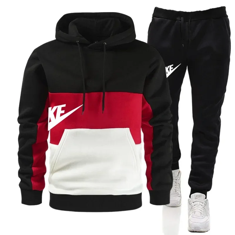 New Fashion Men Tracksuits Hoodies Suit Autumn Winter Men Hooded Sweater and Sweatpants Two Piece Set Plus Size Men\'s Clothing