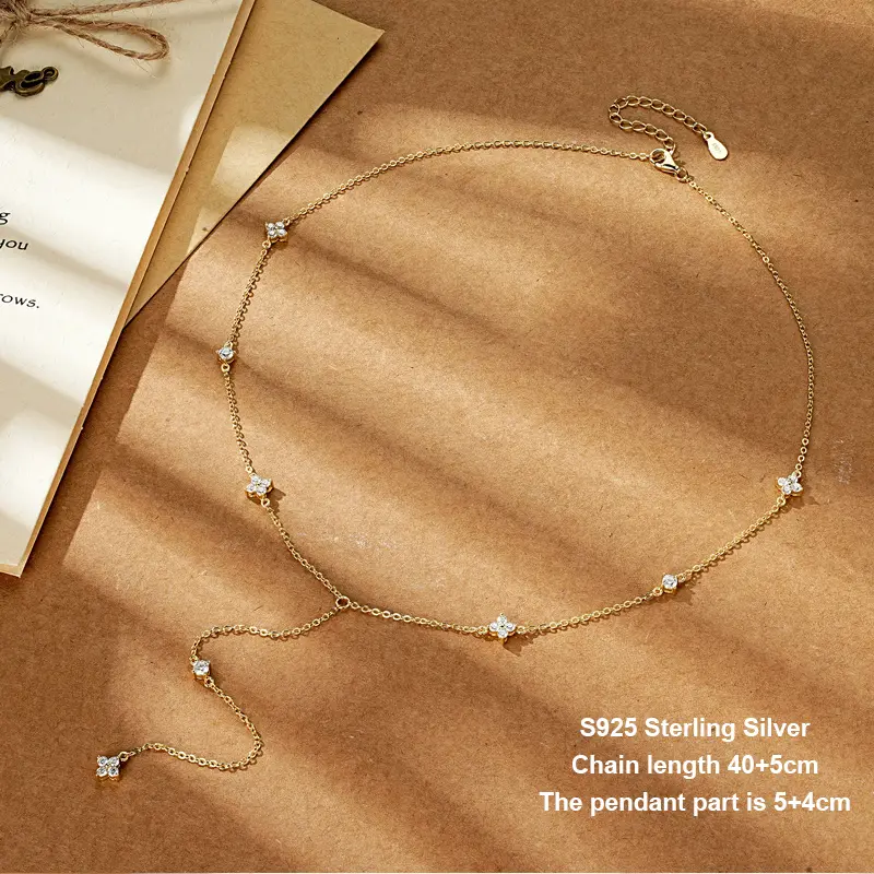 OXTAO Certified Moissanite Lucky Four-leaf Necklaces Earrings Bracelet for Women 100% S925 Silver Jewelry Accessory Sets - Image 14