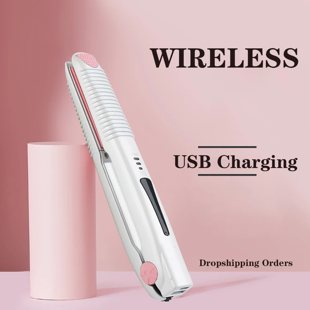 Lisseur de cheveux Portable sans fil, 25W, recharge USB, Mini fer à lisser professionnel, chauffage rapide, LED sec et humide, outils de coiffure
