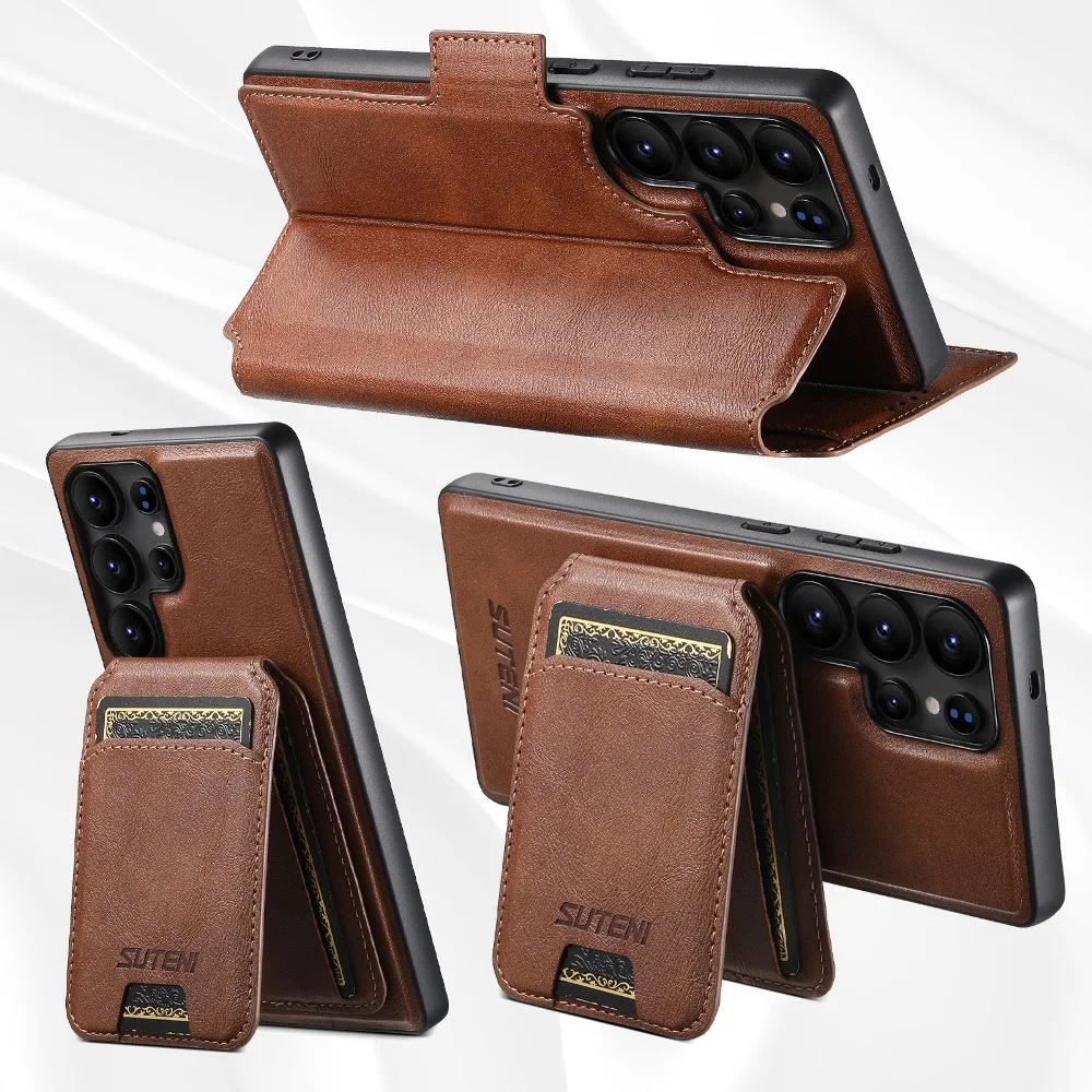 

3 in 1 Detachable Side Magnetic Flip Phone Cover for Samsung Galaxy S25 S24 S23 S22 Ultra with Wallet Card Case Slots