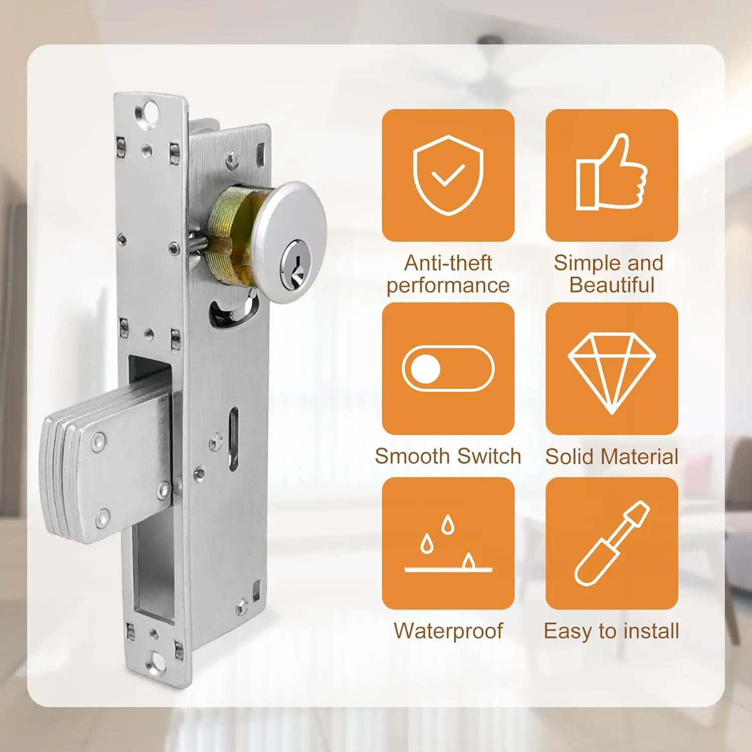 Storefront Door Mortise Lock Deadbolt Aluminum Storefront Mortise Door Lock Hook Deadbolt Double Cylinder - Storefront Entry Door Lock Set (1-1/8