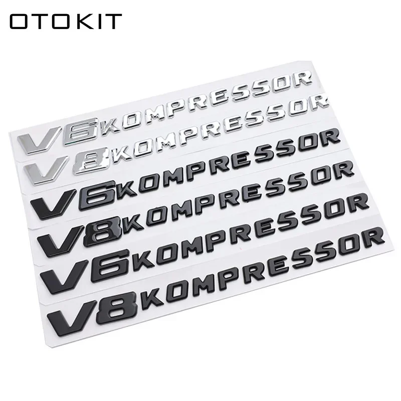 OTOKIT Car Styling V6 V8 Kompressor 3D ABS Chrome Emblem Badge Sticker Decal Auto Accessory for Mercedes Benz S500 S680 GT GT50