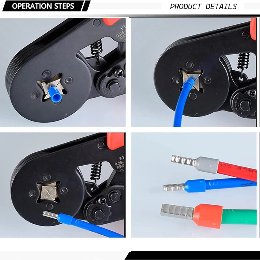 Ferrule Crimping Tool Kit,Wire Crimper Tool, Secure Wire Ferrule Nylon Container with 1200 Electrical Wire Connectors