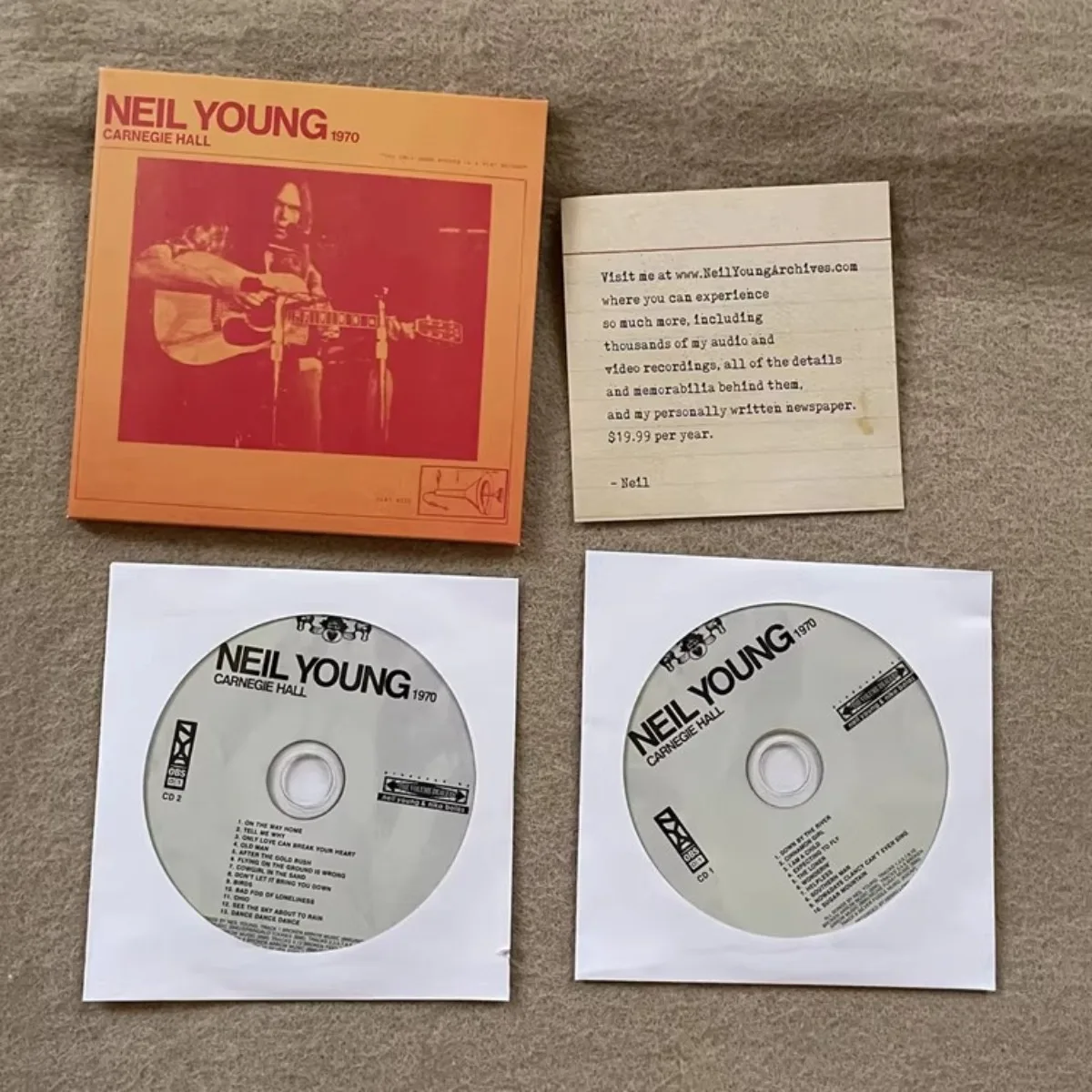 Neil Young Carnegie Hall 1970 CD Live Recording Classic Folk Rock Music Authentic Performance for Rock Fans and Music Collectors