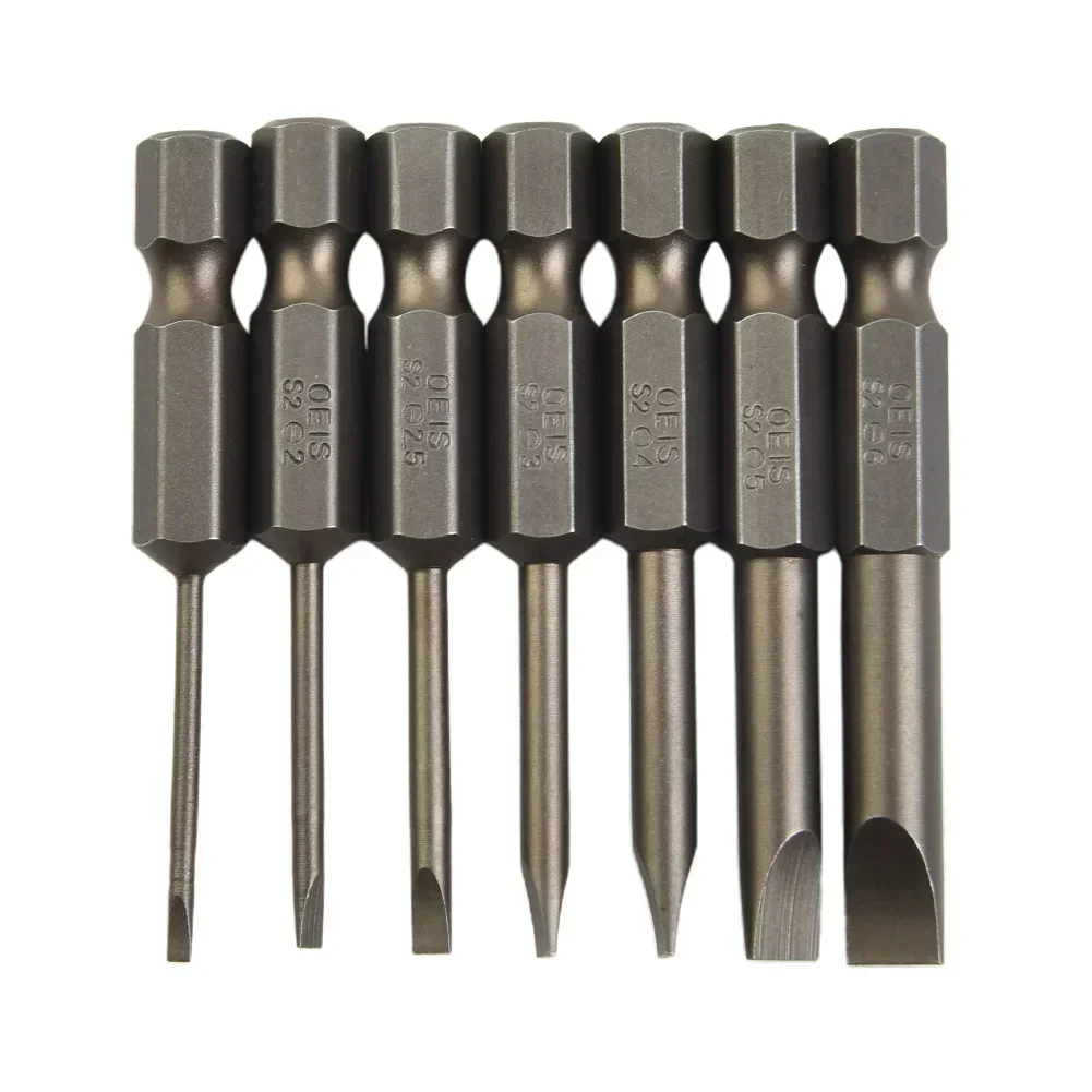 

7pcs 50mm Flat Head Slotted Tip Screwdriver Bit 1/4 Inch Hex Magnetic ScrewDrivers Bits Hand Tools SL1.6 2.0 2.5 3.0 4.0 5.0 6.0