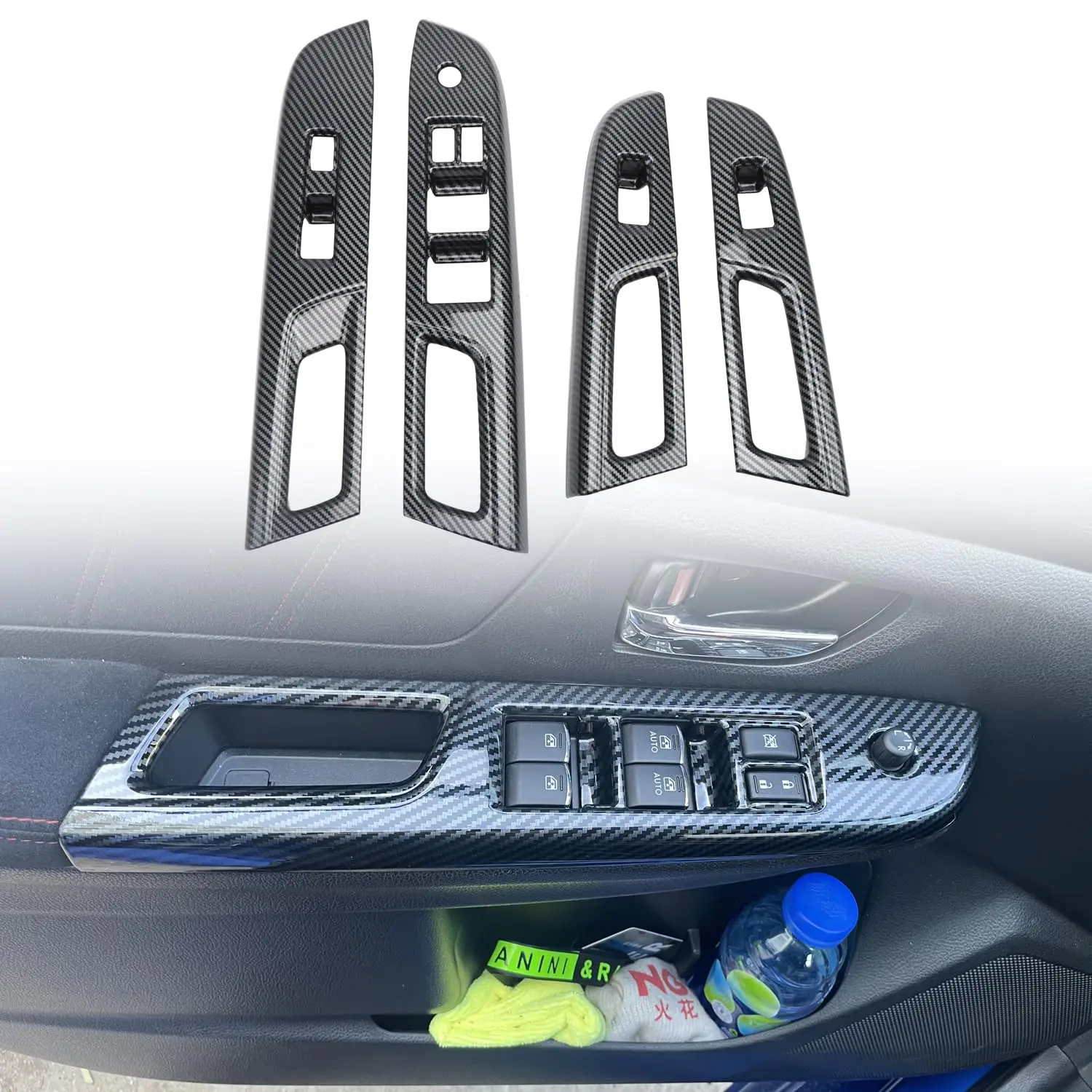 

LHD! for Subaru Crosstrek 2016 2017 ABS Carbon Fiber Window Switch Panel Trim Cover Interior Door Switch Decoration Frame 4PCS
