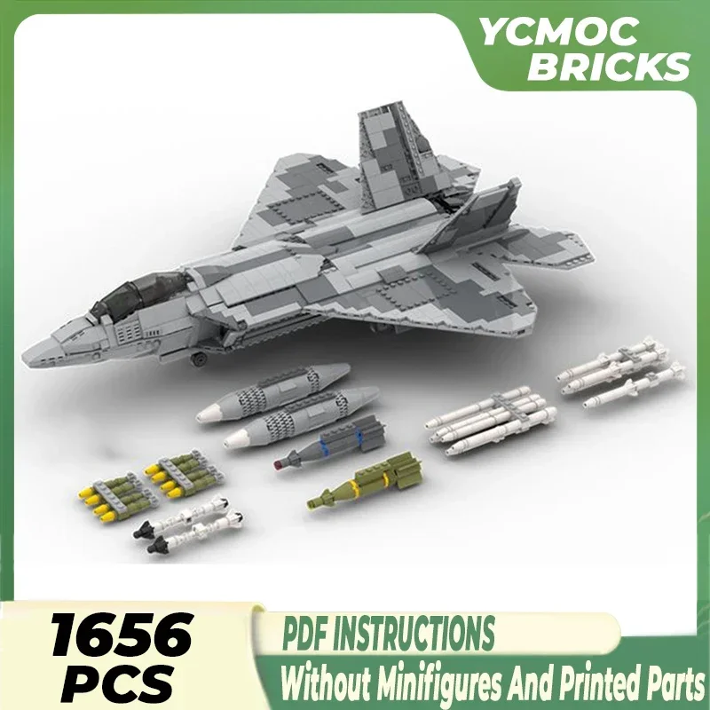 Moc Building Blocks Military Model Raptor Fighter Jet 1：34 Technical Bricks DIY Assembly Famous Toys For Childr Holiday Gifts