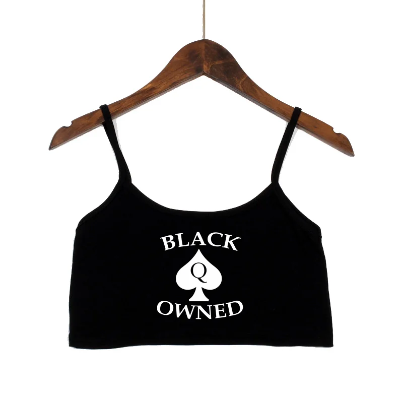 New BLACK Spades OWNED Women\'s Crop Top Summer Sexy Elastic Cotton Camis Sleeveless Short Tank Top Bar Hot Tops for Women