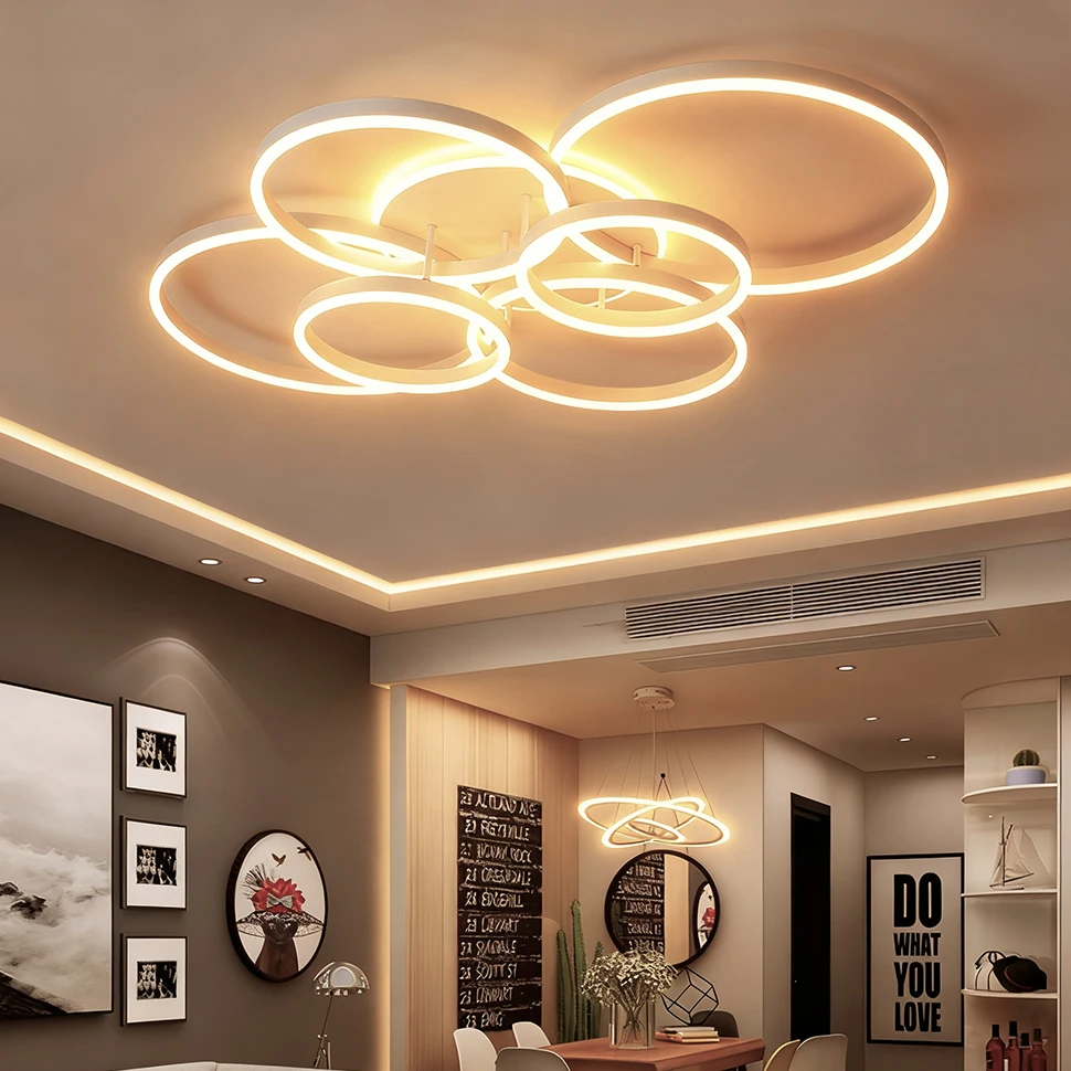 Home Ceiling Chandelier Modern Luxury Ring Ceiling Lamp Nordic Minimalist Lighting Smart Remote Control Ceiling Light Fixture