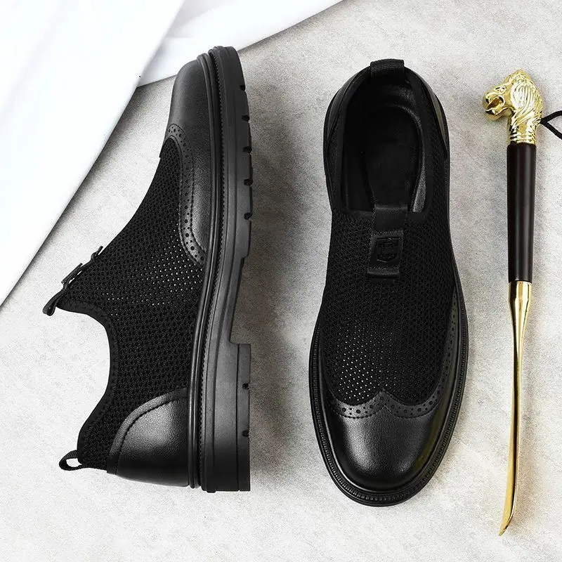 Mens Mens 2026 Soft Leather British Style Hollow Breathable Non Slip Sandals Groom Wedding Dress Shoe - Aliexpress Deal