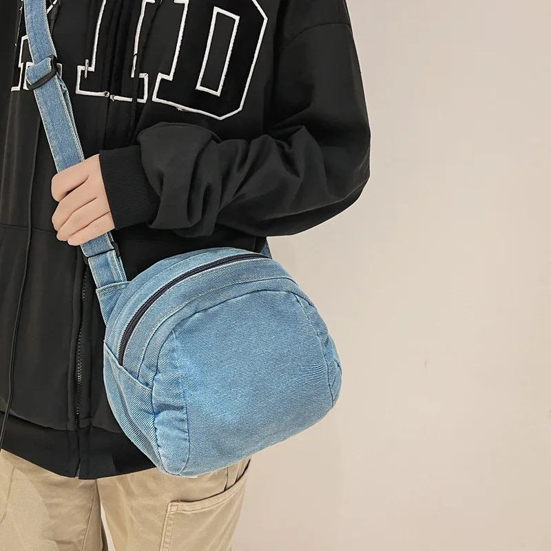 Unisex Denim Crossbody Bag Women Men Vintage Jean Shoulder Purse Adjustable Strap Small Bag Casual Sport Sling Pack For Travel
