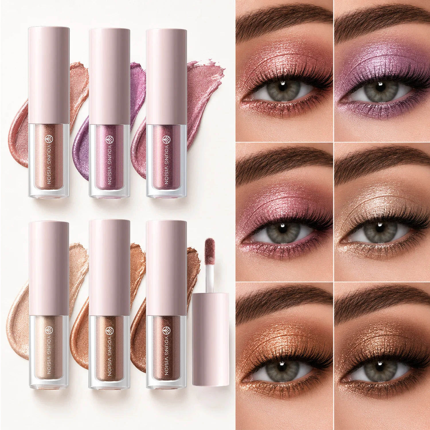 Pearly Metallic Waterproof Liquid Eyeshadow, High Shine Long-Lasting Smudge-Proof Glitter Shimmer for Eyelids Beauty Highlighter