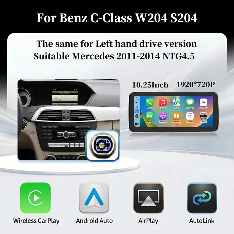 Bonroad Draadloze CarPlay Android Auto Autoradio Voor Mercedes Benz C Klasse W204 W205 GLC X253 V Klasse W447 Multimedia TouchScreen