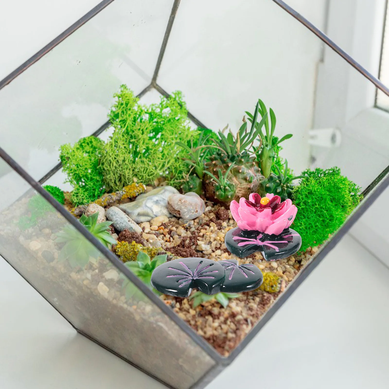 

1 set 1 Set Miniature Garden Decor Resin Lotus Leaf Figurines For Home Desk Fish Tank Mini Accessories Lotus Ornament