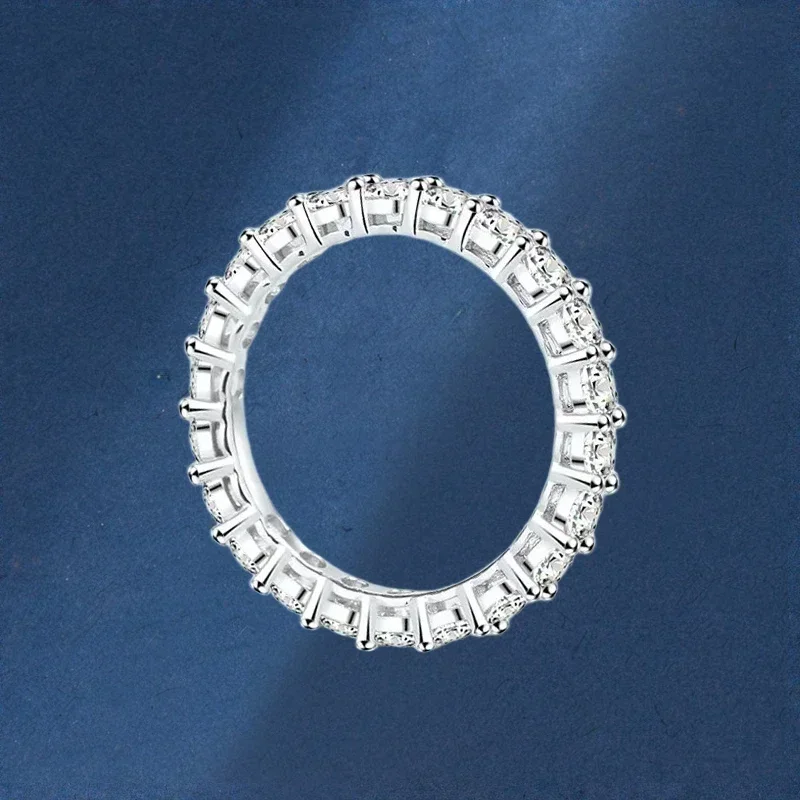 Classic 2.2 Carat Full Circle Moissanite Ring, New Style White Gold VVS1 D Color Diamond  Popular Rings for Wedding Women Lady