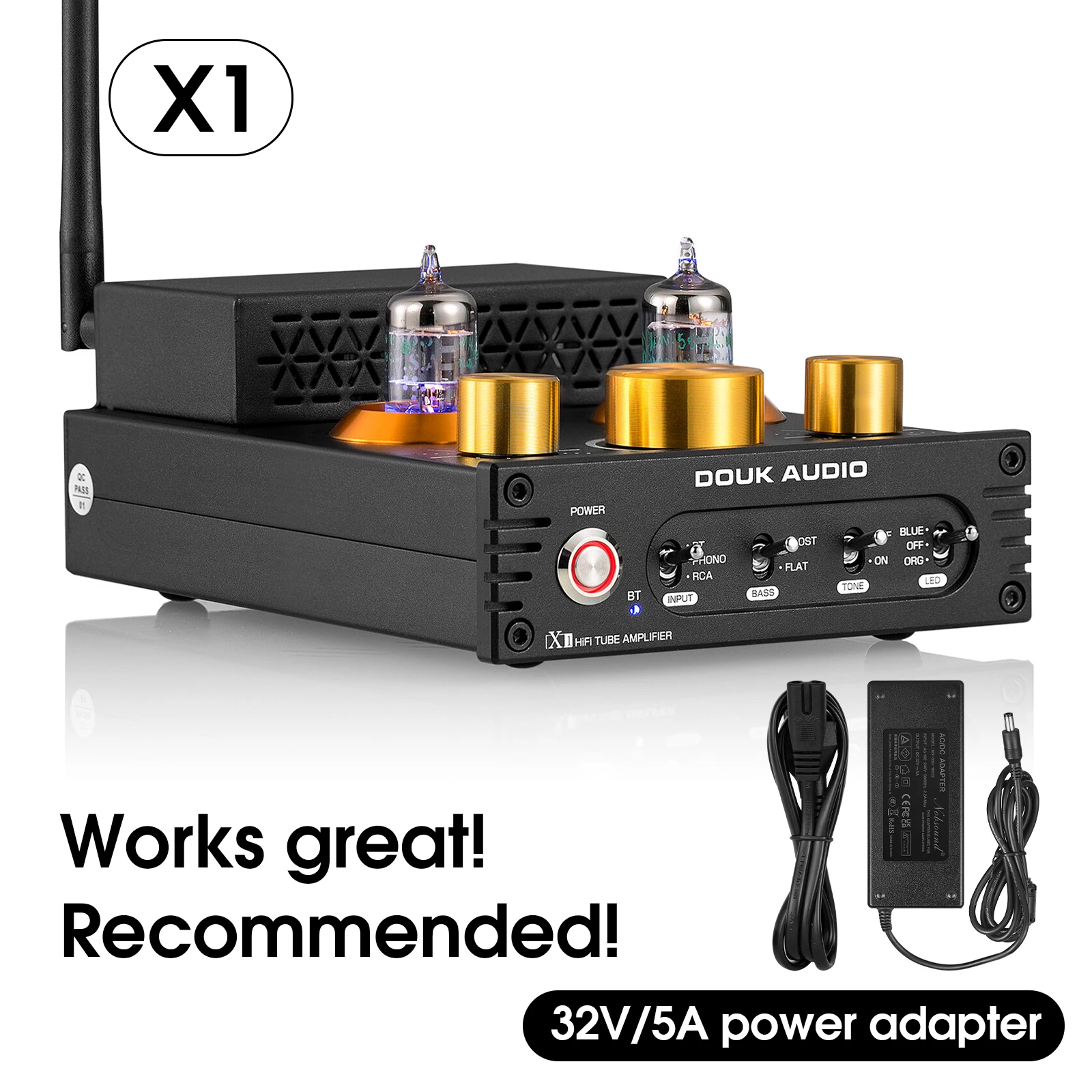 Douk Audio X1 HiFi JAN5725 真空管アンプ Bluetooth5.0 レシーバー MM
