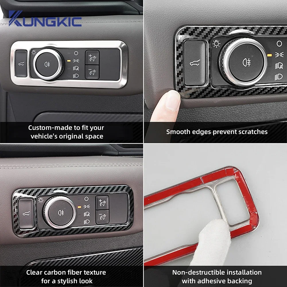 

Headlight Switch Frame For Ford Explorer 2020 2021 2022 2023 2024 2025 Stainless Steel Carbon Fiber Texture