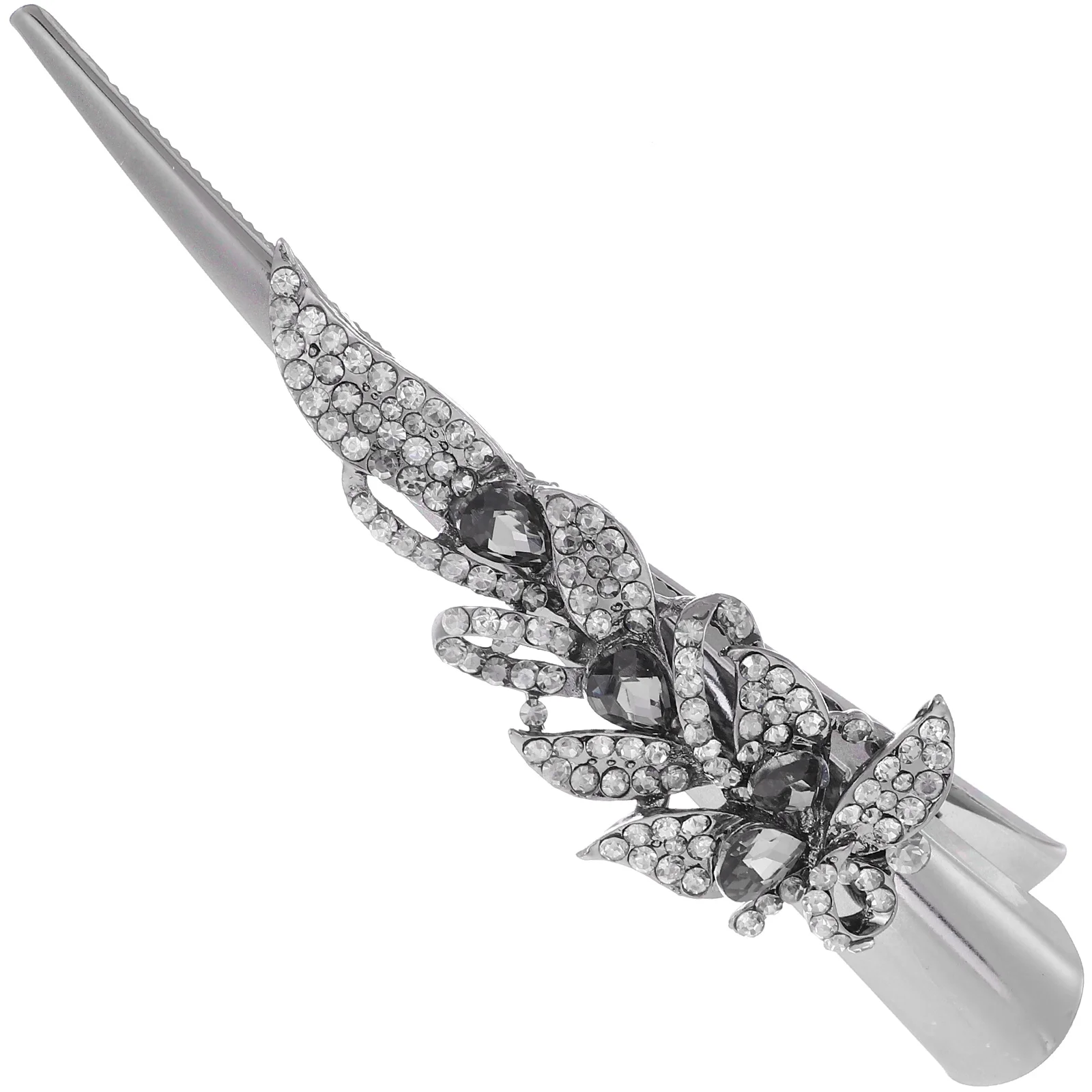 

Rhinestone Hairpins Large Barrette Grey Metal Unique Women Hair Clips Vintage Accessories For Women HairDecoration