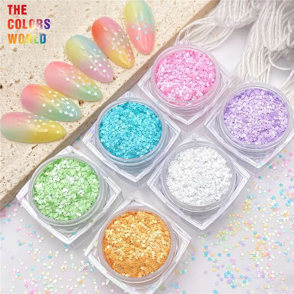 Lentejuelas brillantes de estrella de TCT-915, macarrón Kawaii de 1MM, colores encantadores para arte de uñas, maquillaje, manualidades, vaso DIY,