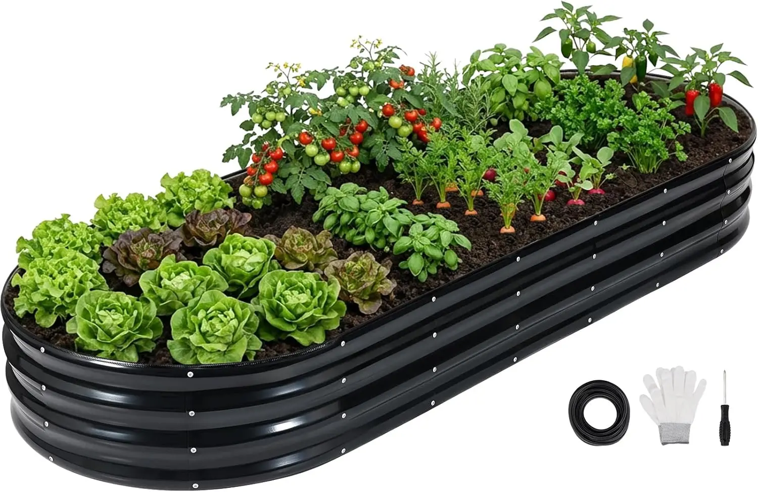

Galvanized Raised Garden Bed, 8x3x1FT Oval Metal Raised Garden Beds for Vegetables, Rust-Resistant & Easy Assembly, Outd