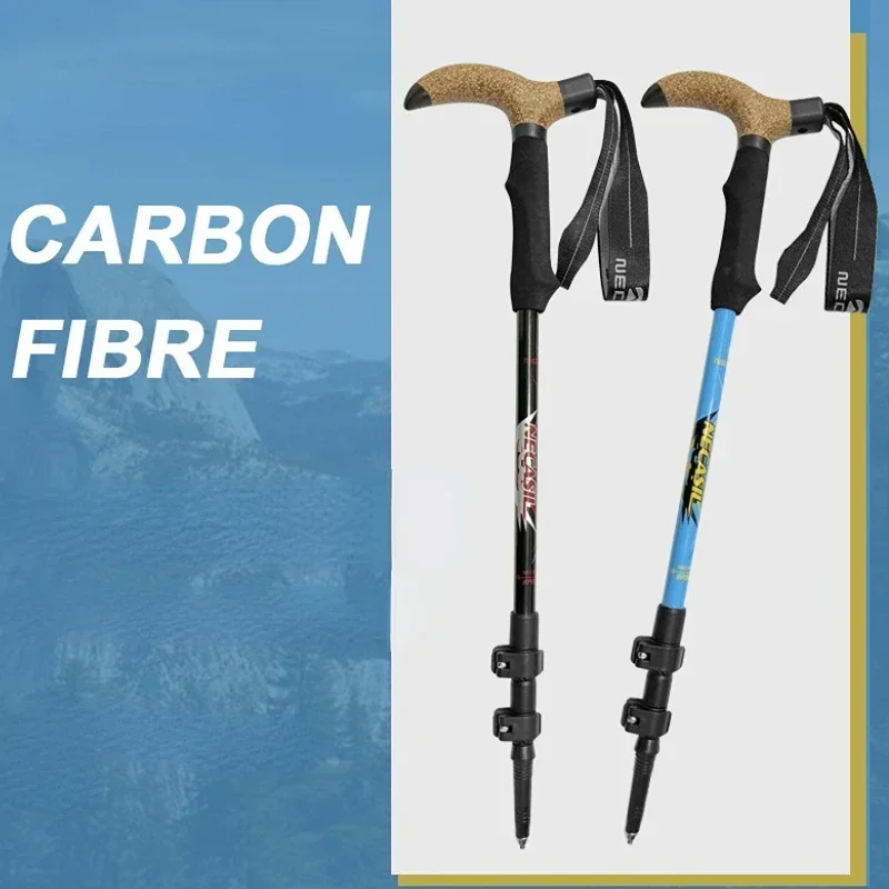 

Carbon Fiber Walking Stick Cane Telescopic 3-section Outer Lock Folding Lightweight Trekking Poles Walking Cane Treking