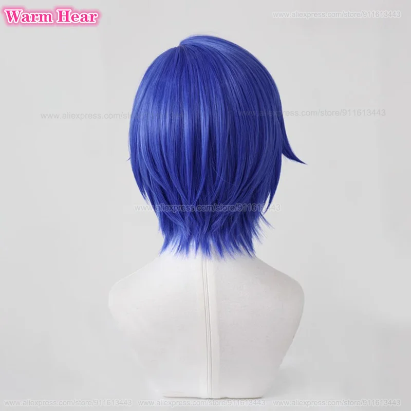 In Stock Anime Synthetic KAITO Cosplay Wig Short 30cm Blue Cosplay Anime Wig Kaito Heat Resistant Hair Party Wigs + Free Wig Cap